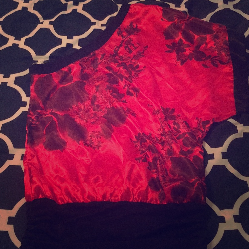 One shoulder silk top